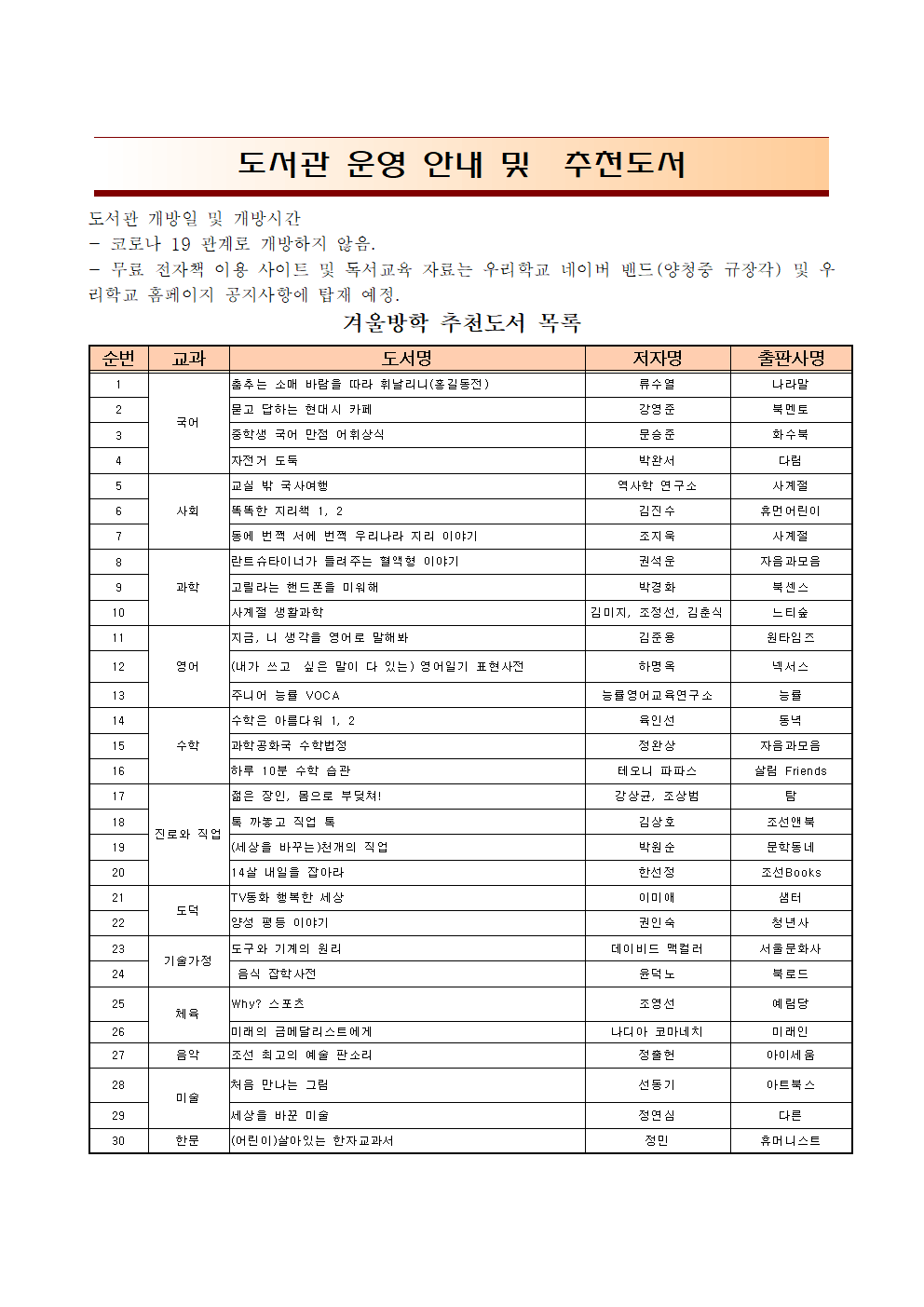 2020. 겨울방학 가정통신문003
