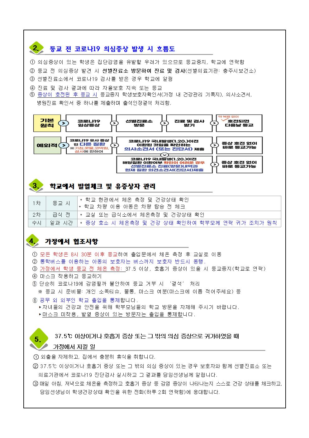 신학기 코로나19 대응 안내 가정통신문002