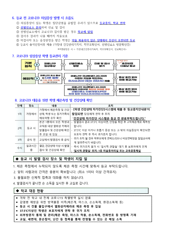 학생 자가진단 실시 및 코로나19 관련 등교시 유의사항 안내문_2