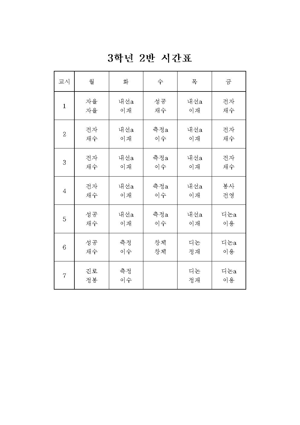 2021학년도 1학기 임시학급별시간표011