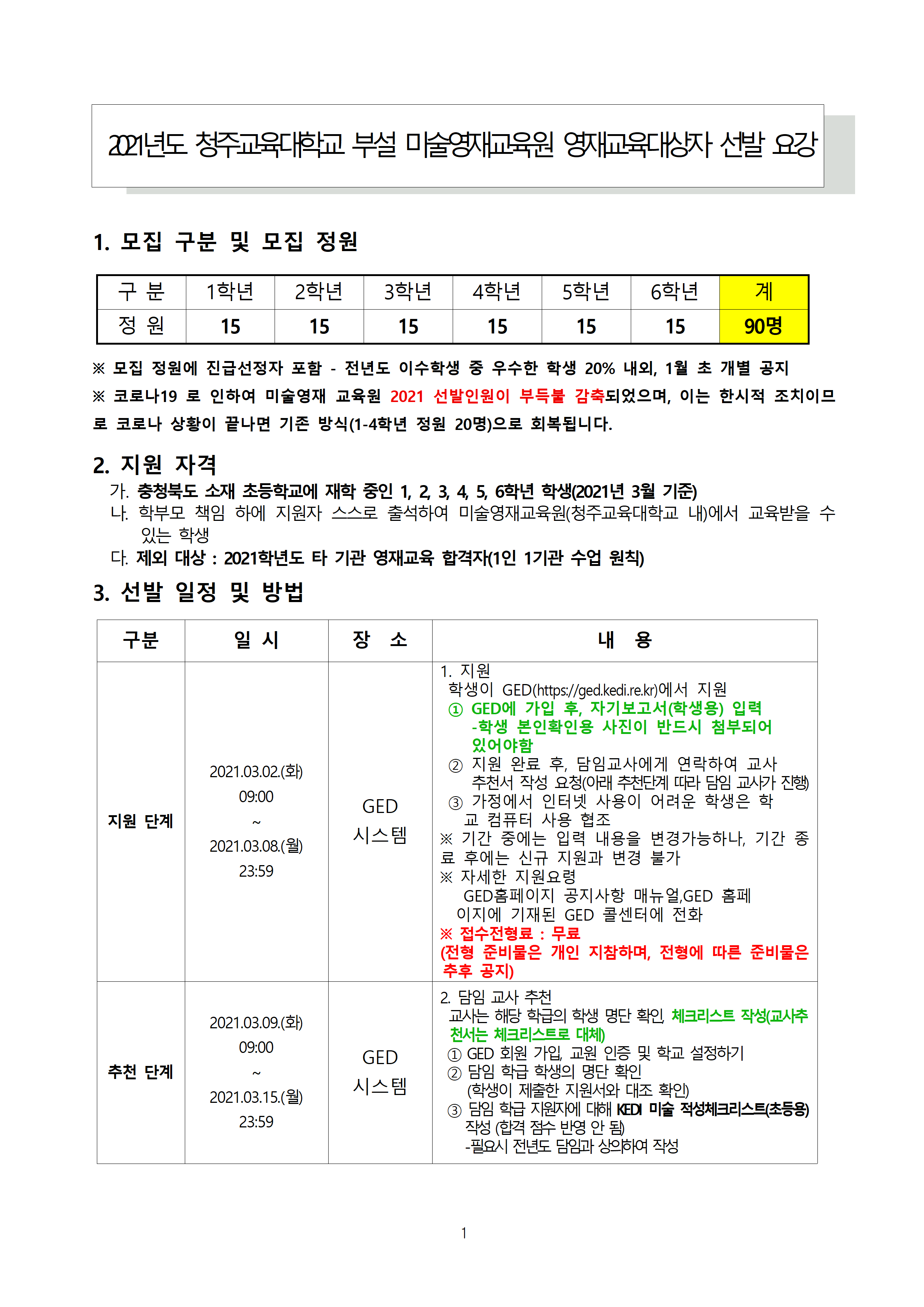 2021. 청주교육대학교부설미술영재교육원 모집요강001