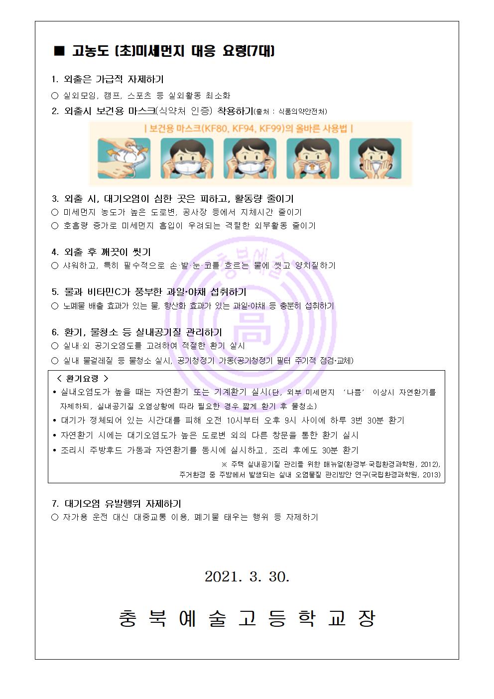 가정통신문- 고농도 미세먼지 대응 요령 안내002