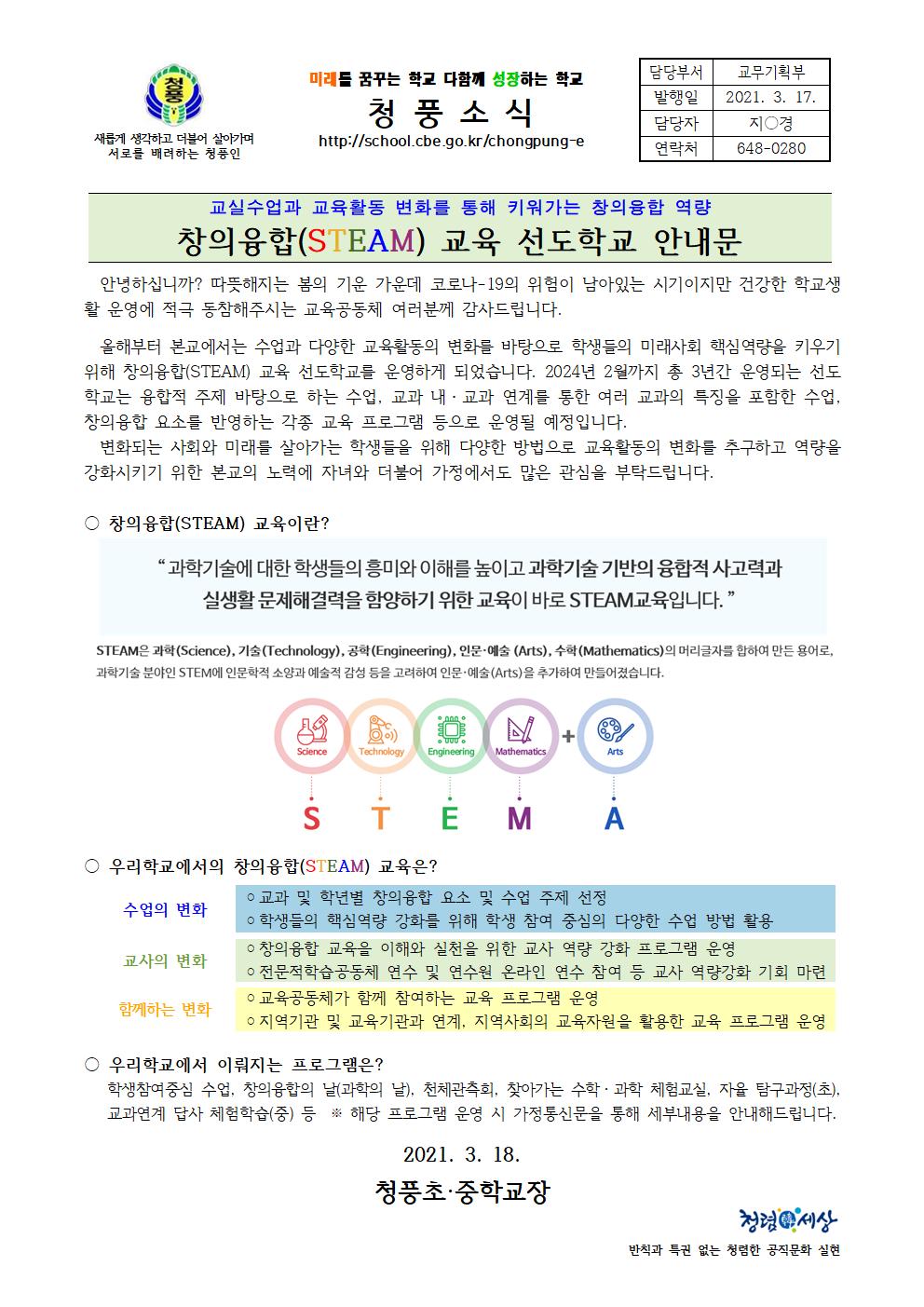 2021 창의융합 선도학교 안내문001