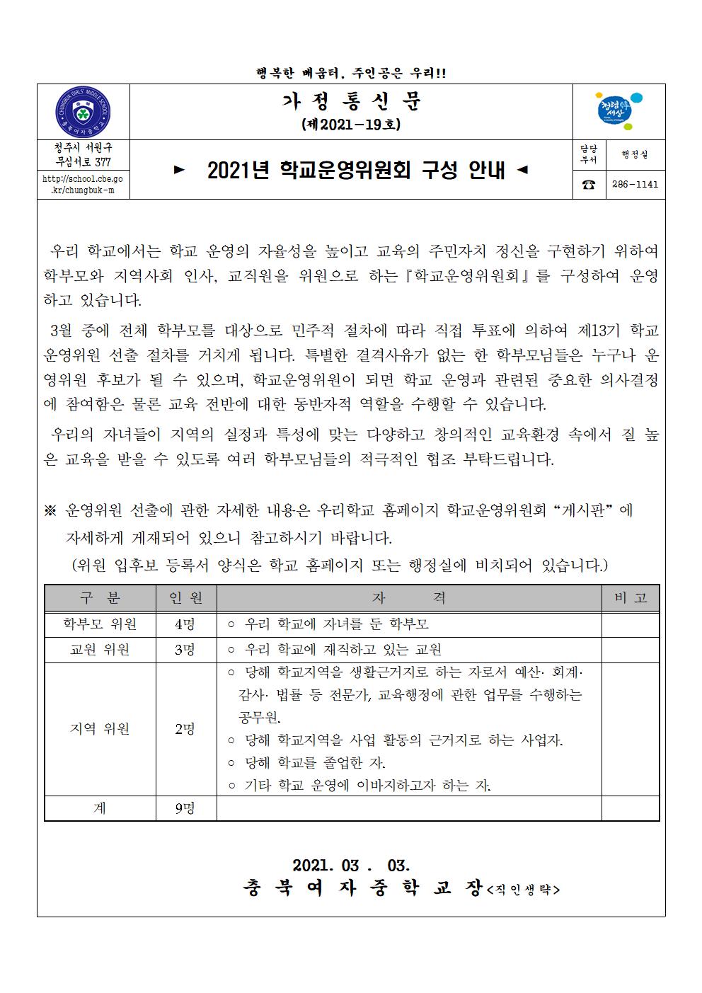 2021년 학교운영위원회 구성 안내001