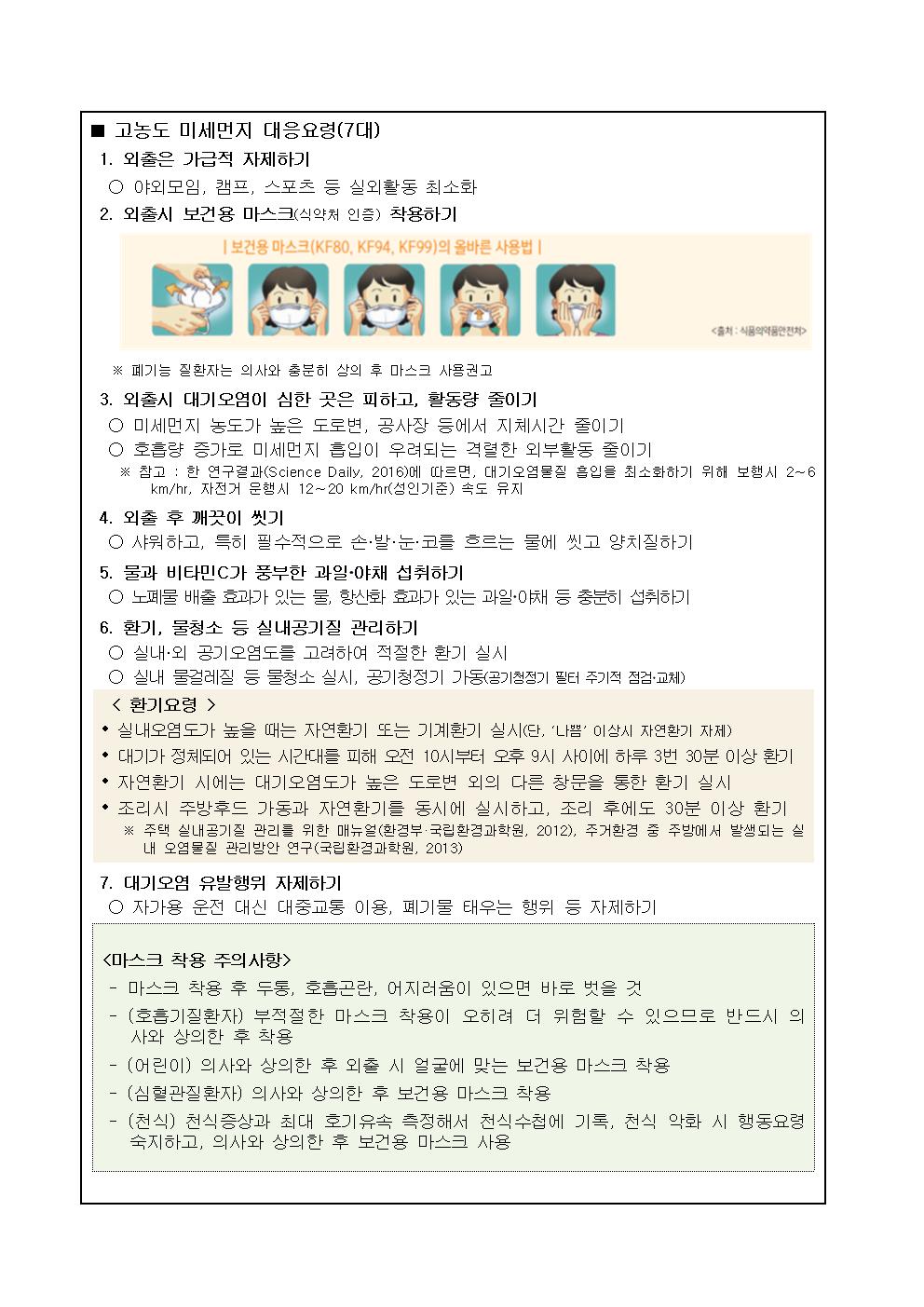 대기오염 발생 시 행동요령 가정통신문002