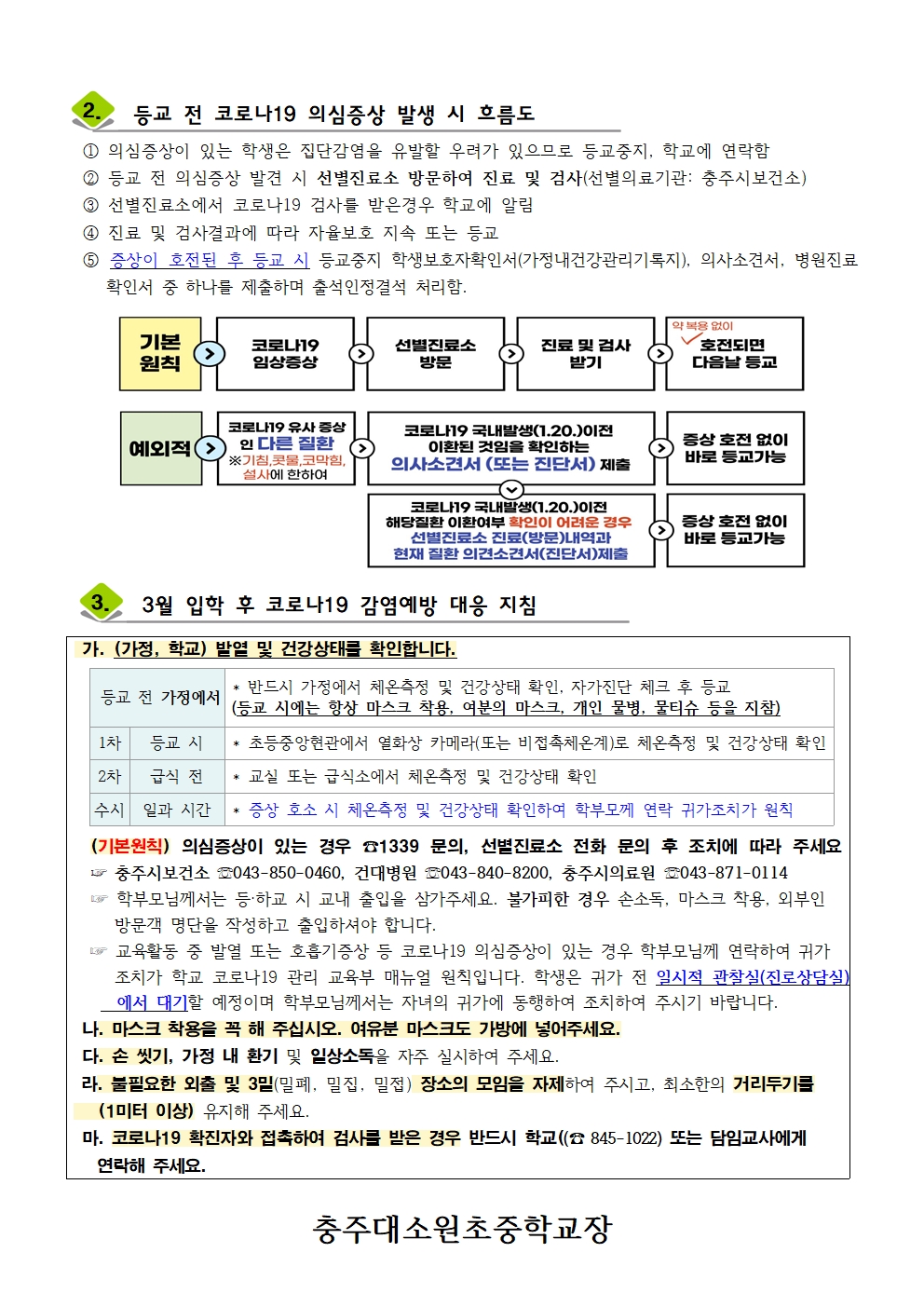 2021년 신입생 코로나19 방역관리 안내문002