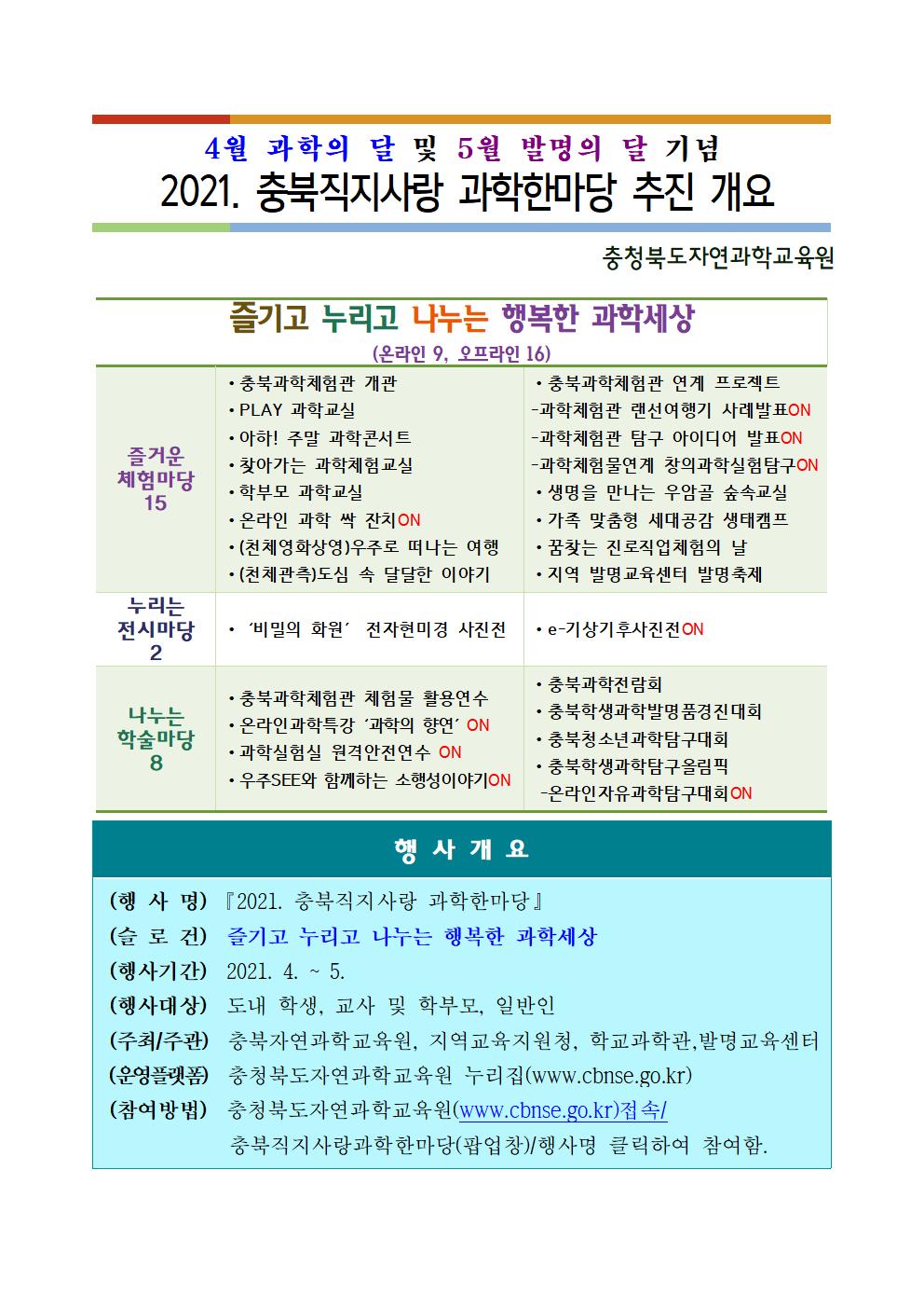 2021. 충북직지사랑 과학한마당 추진 개요001