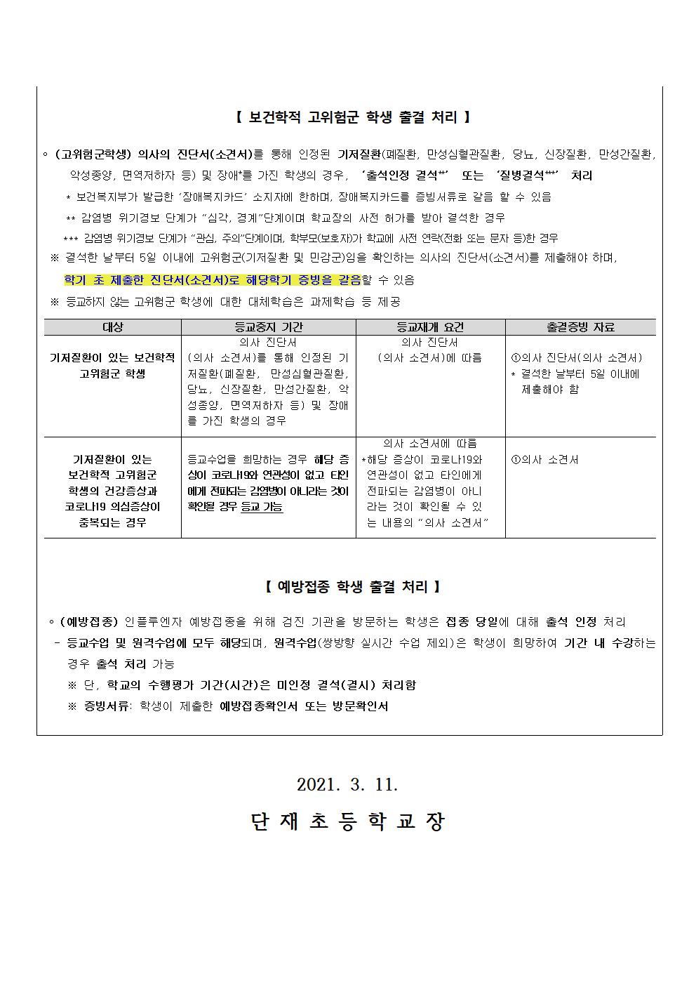 (단재초)2021학년도 출결 처리 학부모 안내장004