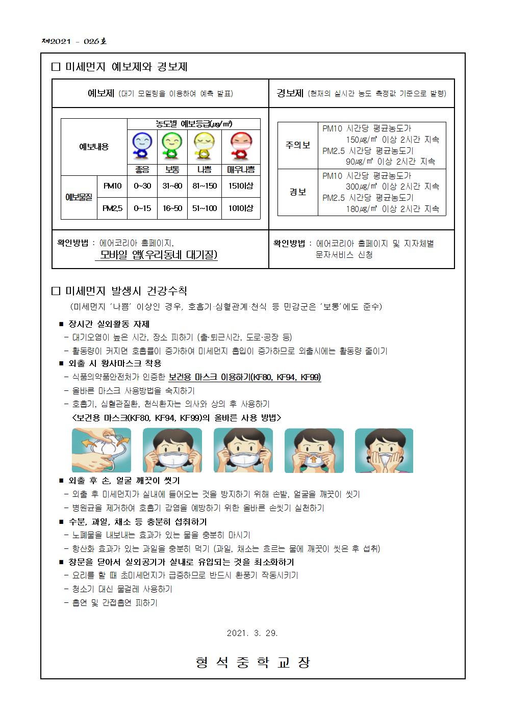 고농도 미세먼지 대응요령 안내(가정통신문)002