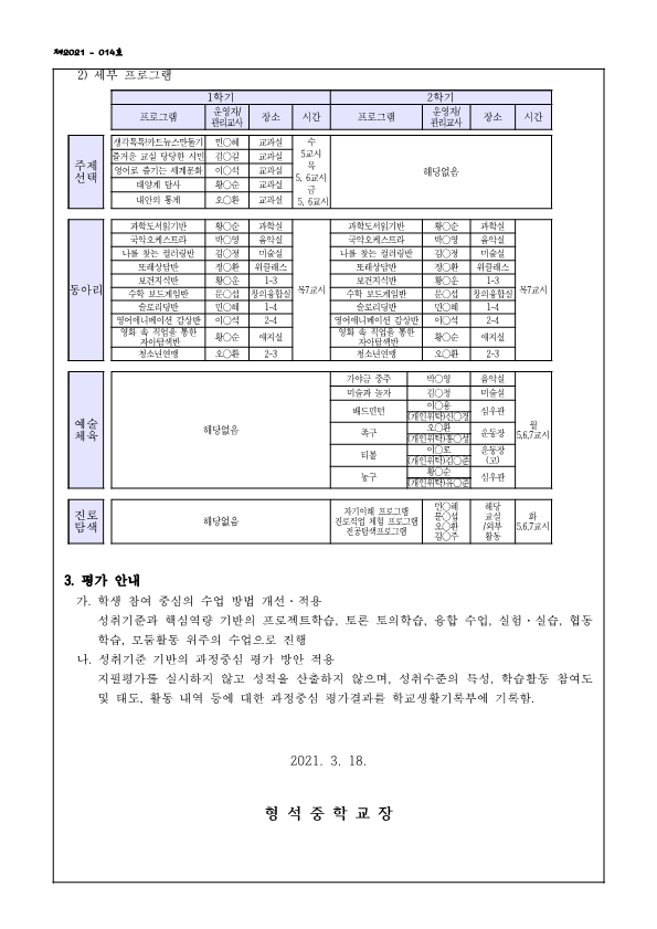 2021. 자유학년제 운영 안내(가정통신문)_3