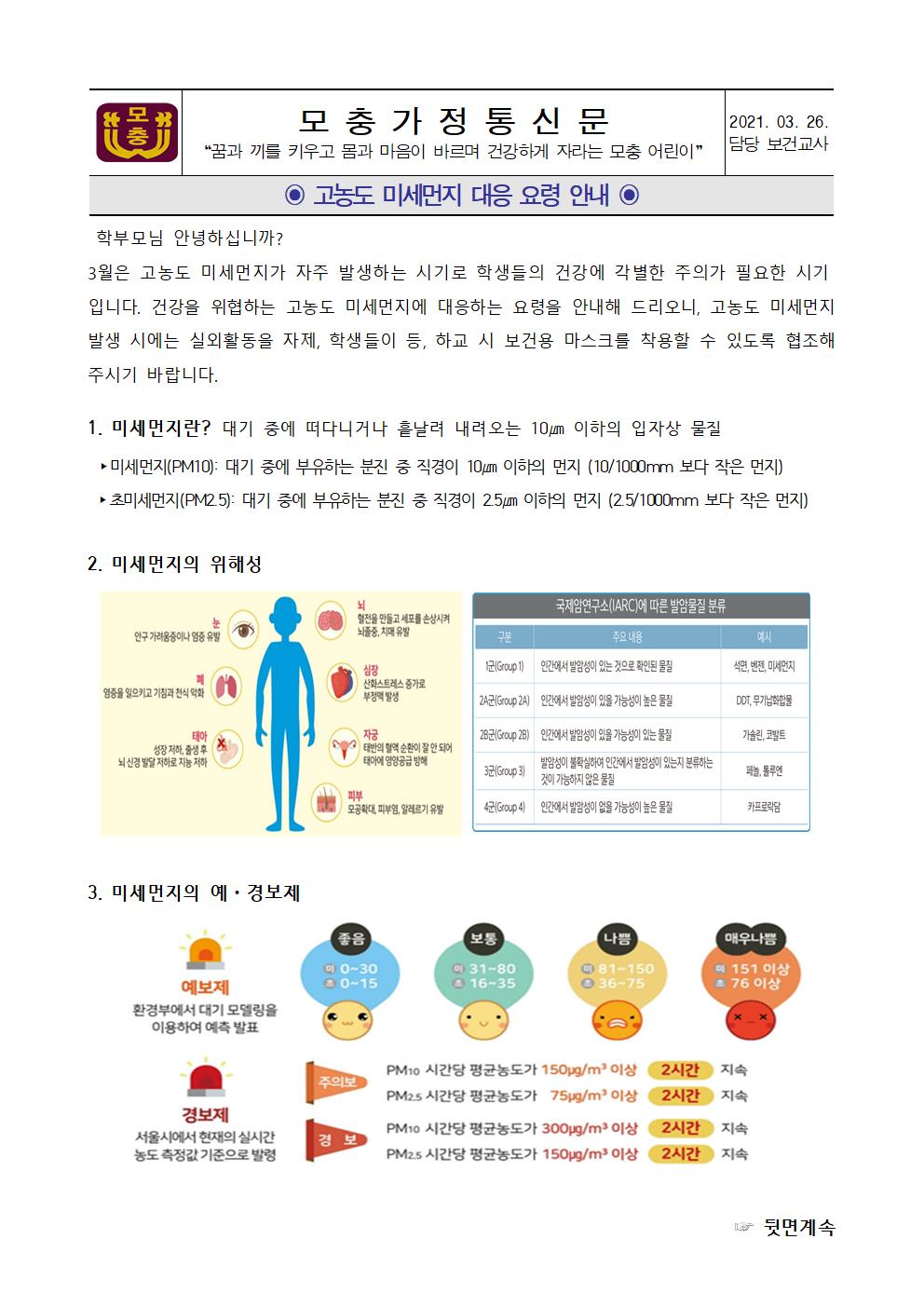 고농도 미세먼지 대응 요령 안내001