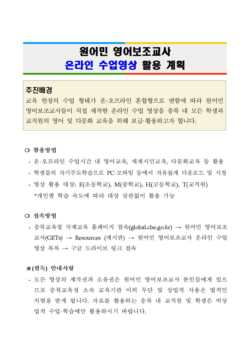 원어민 영어보조교사 온라인 학습영상 목록001