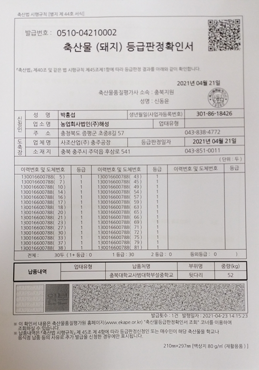 등급판정서