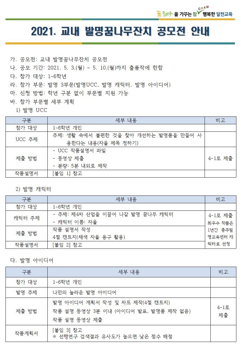 2021. 교내 발명꿈나무잔치 공모전 계획001