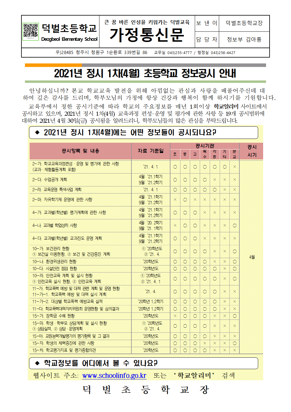 2021. 정시 1차(4월) 정보공시 가정통신문001