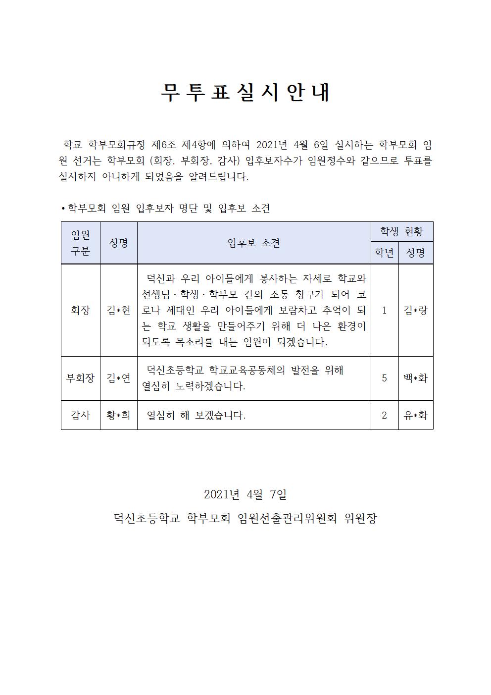 2021. 학부모회 임원 무투표실시안내001