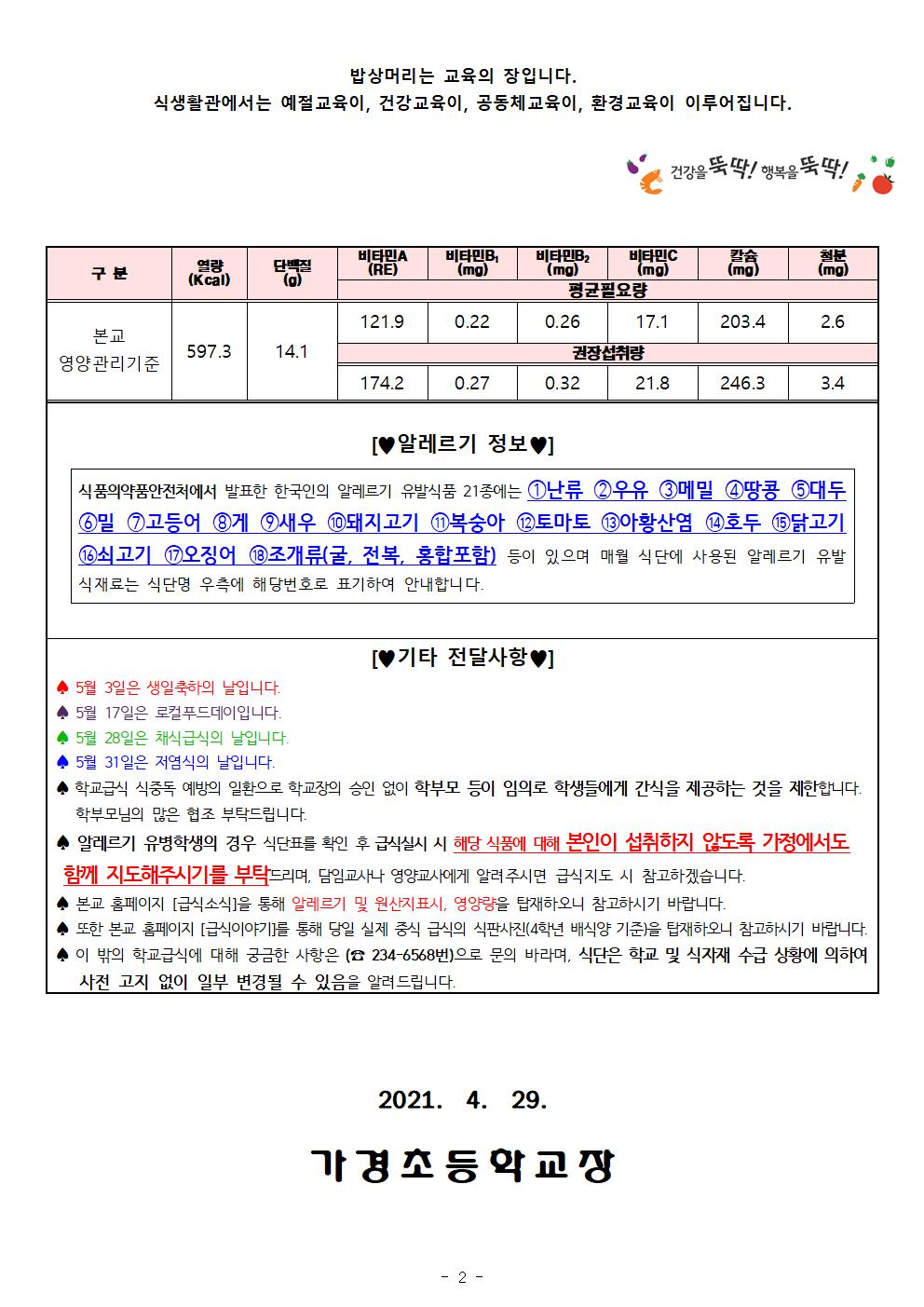 5월 식단표 및 식생활정보 안내 가정통신문002