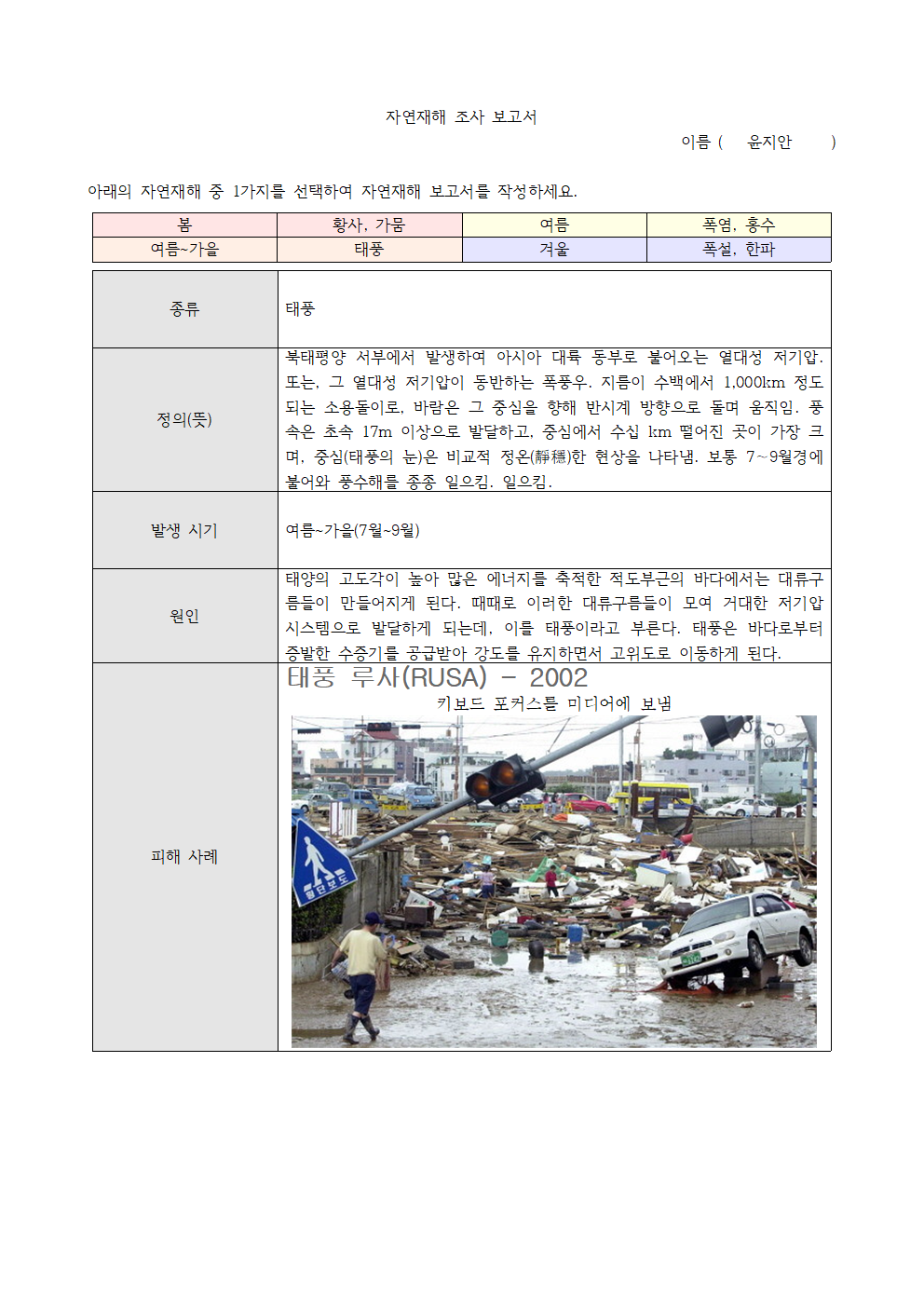 자연재해 조사 보고서001