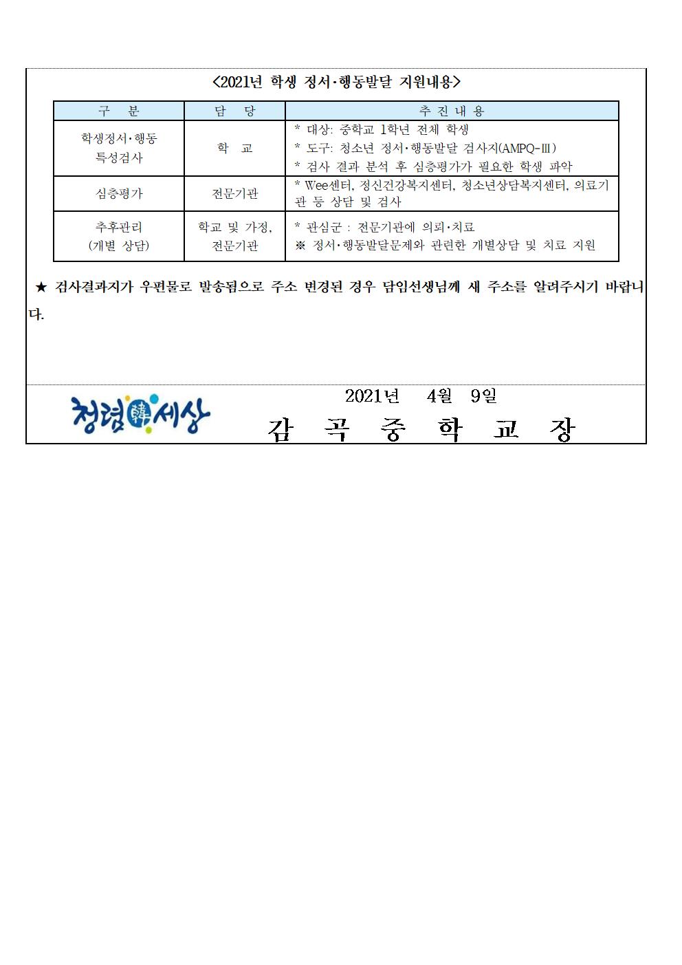 학생정서행동특성검사 가정통신문002