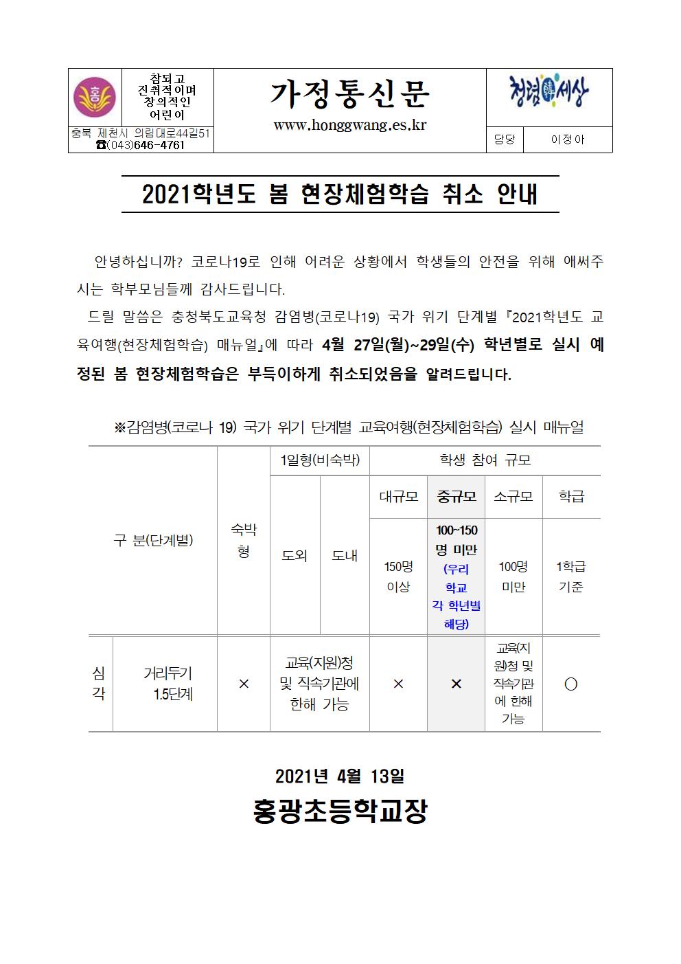 2021학년도 현장체험학습 취소 결정 안내장001