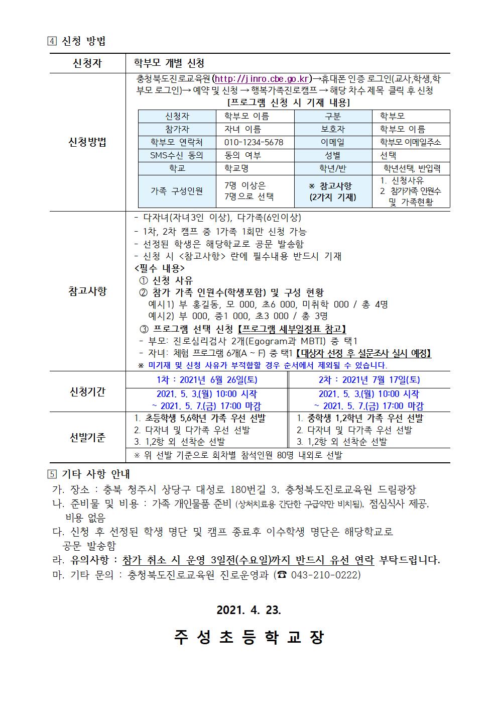 2021. 행복가족 진로캠프 신청 안내002