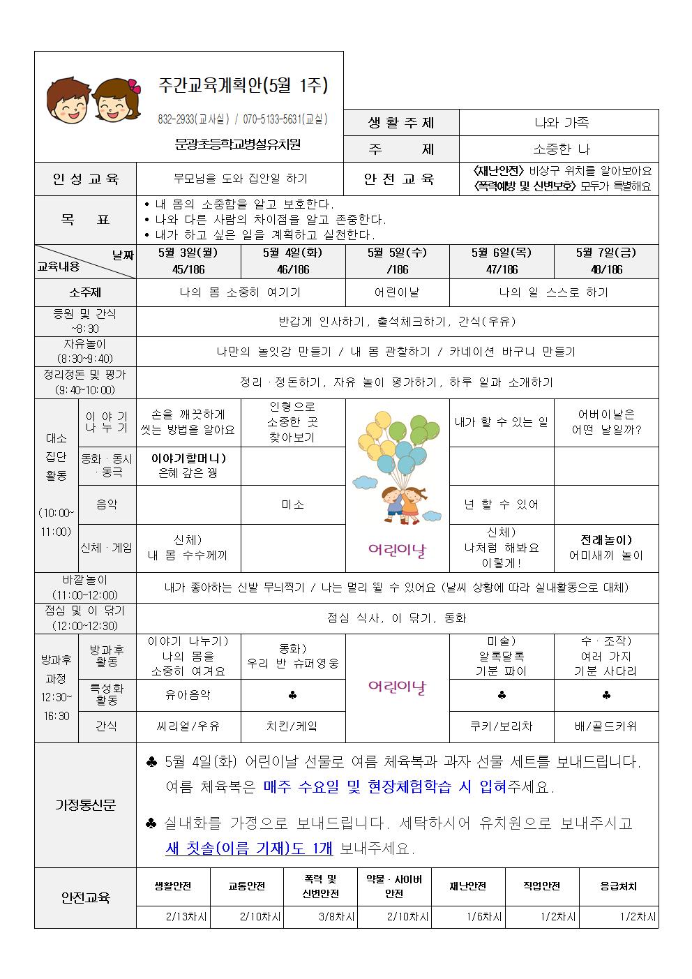 5-1 주간교육계획안001