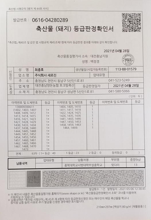 등급판정서