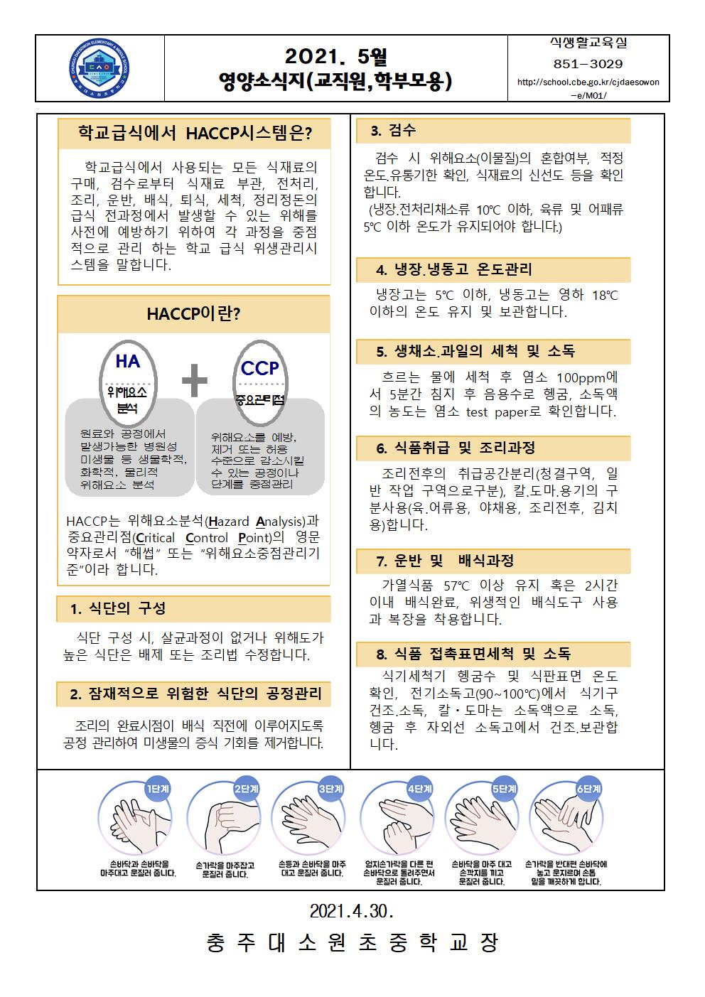 2021. 5월 영양소식지(교직원,학부모용)