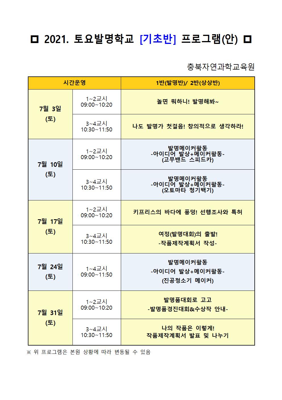 2021. 토요 발명메이커학교 [기초반] 안내 02