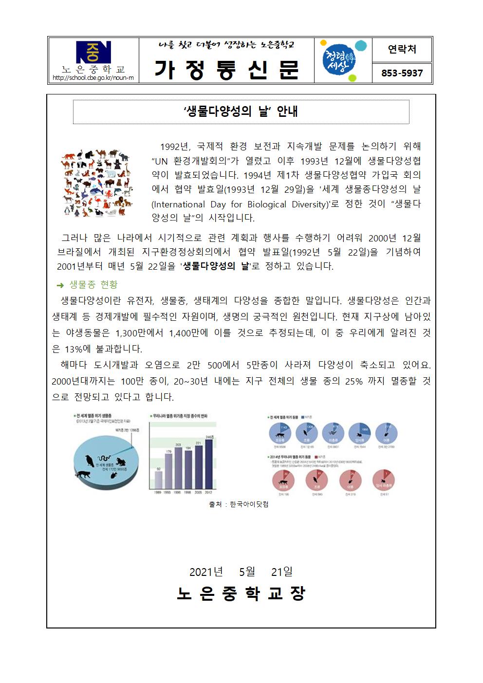 5월 환경기념일 교육자료 가정통신문001