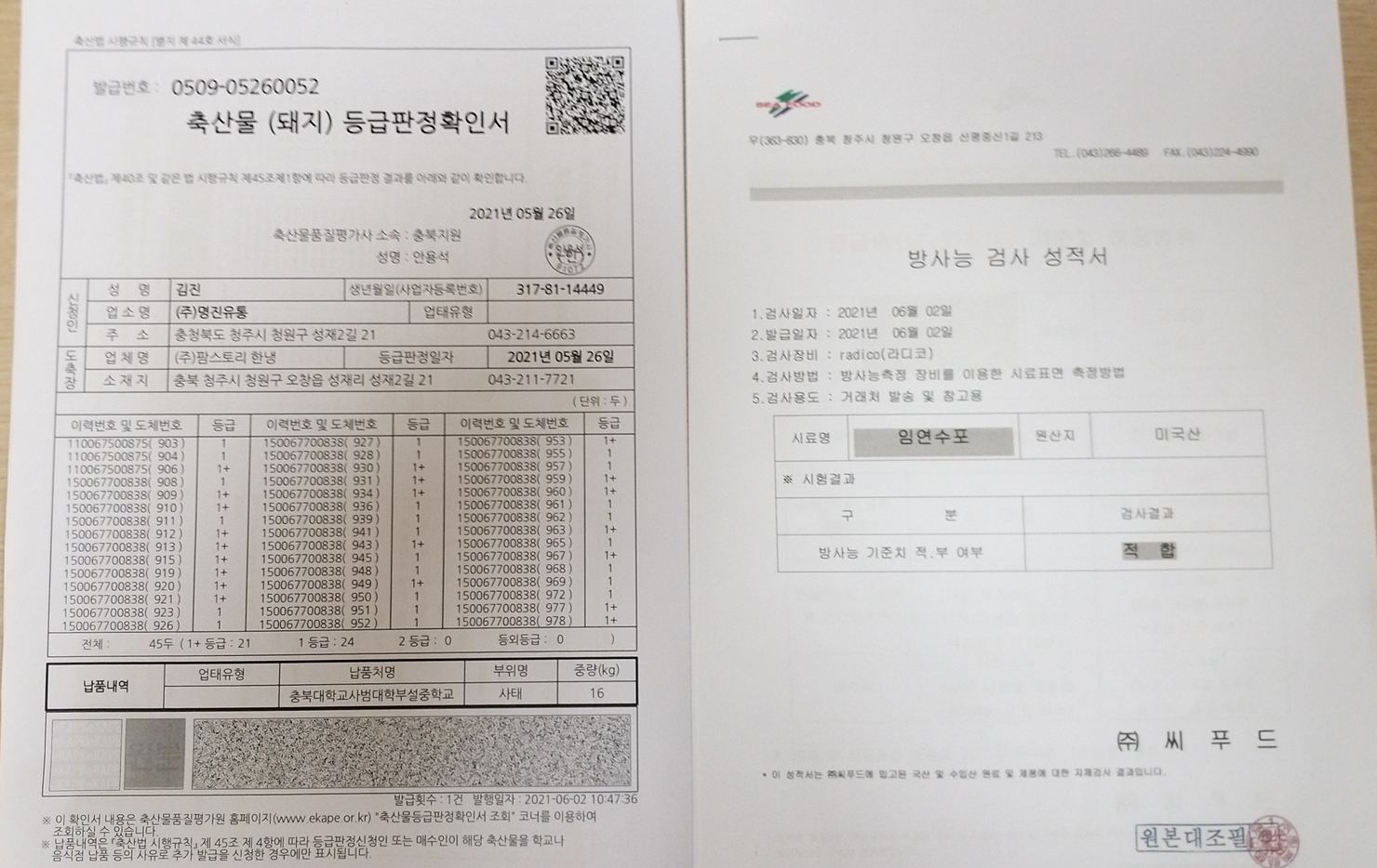 등급판정서