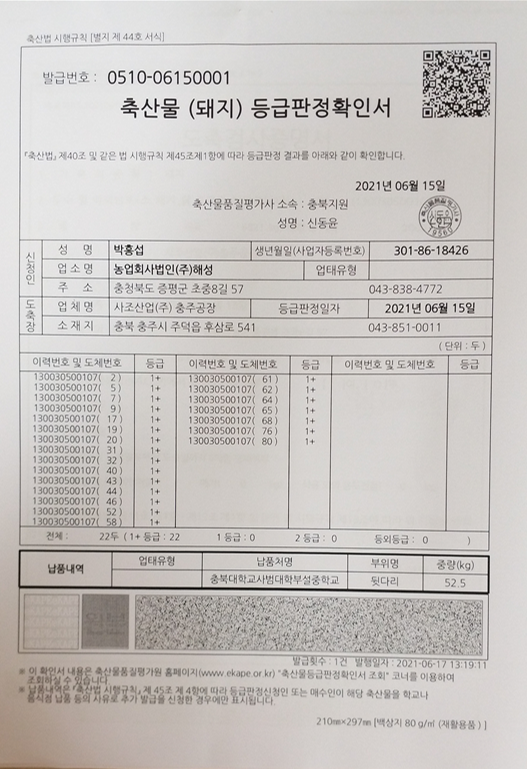 등급판정서