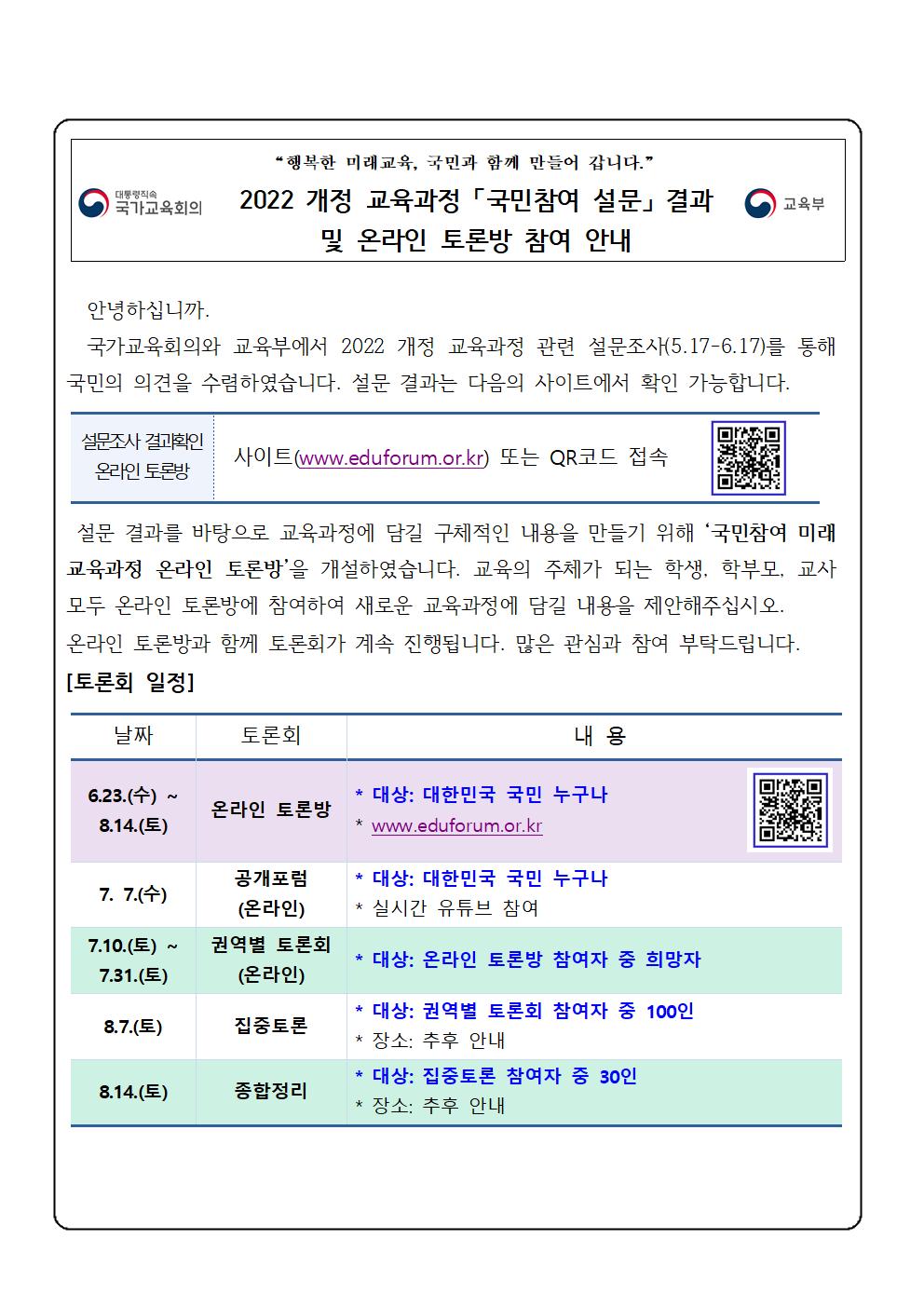 2. 국민참여 교육과정 온라인 토론방 가정통신문(양식)001