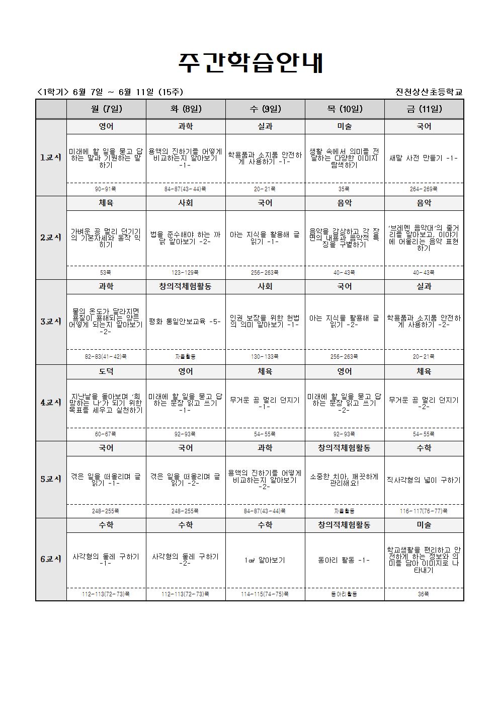 주간학습_5학년_1반_(1학기)6월7일~6월12일(15주)001