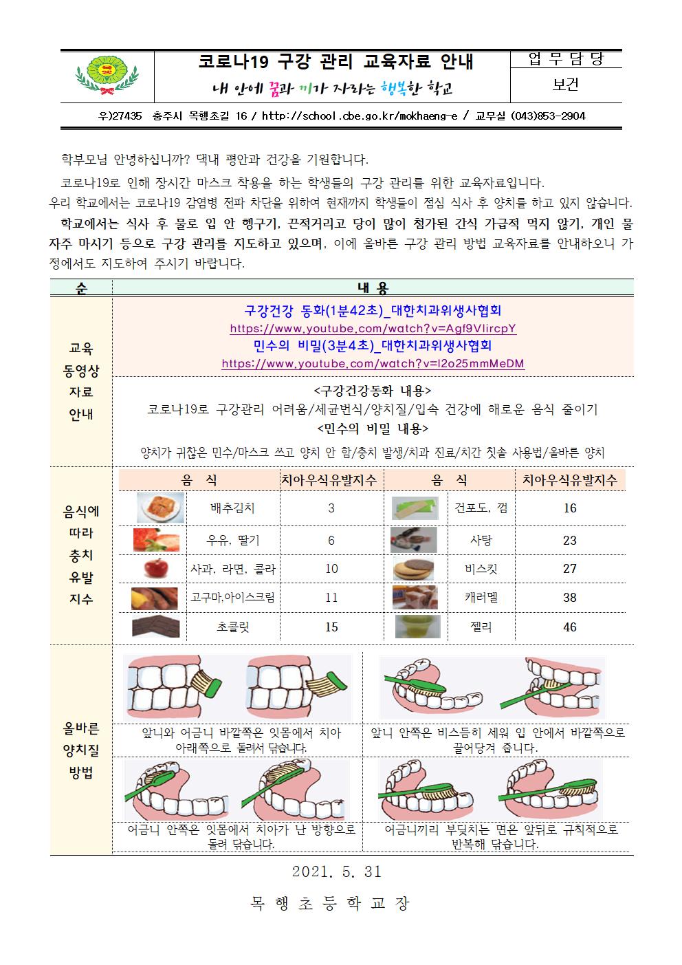 코로나19 구강관리 교육자료 안내001