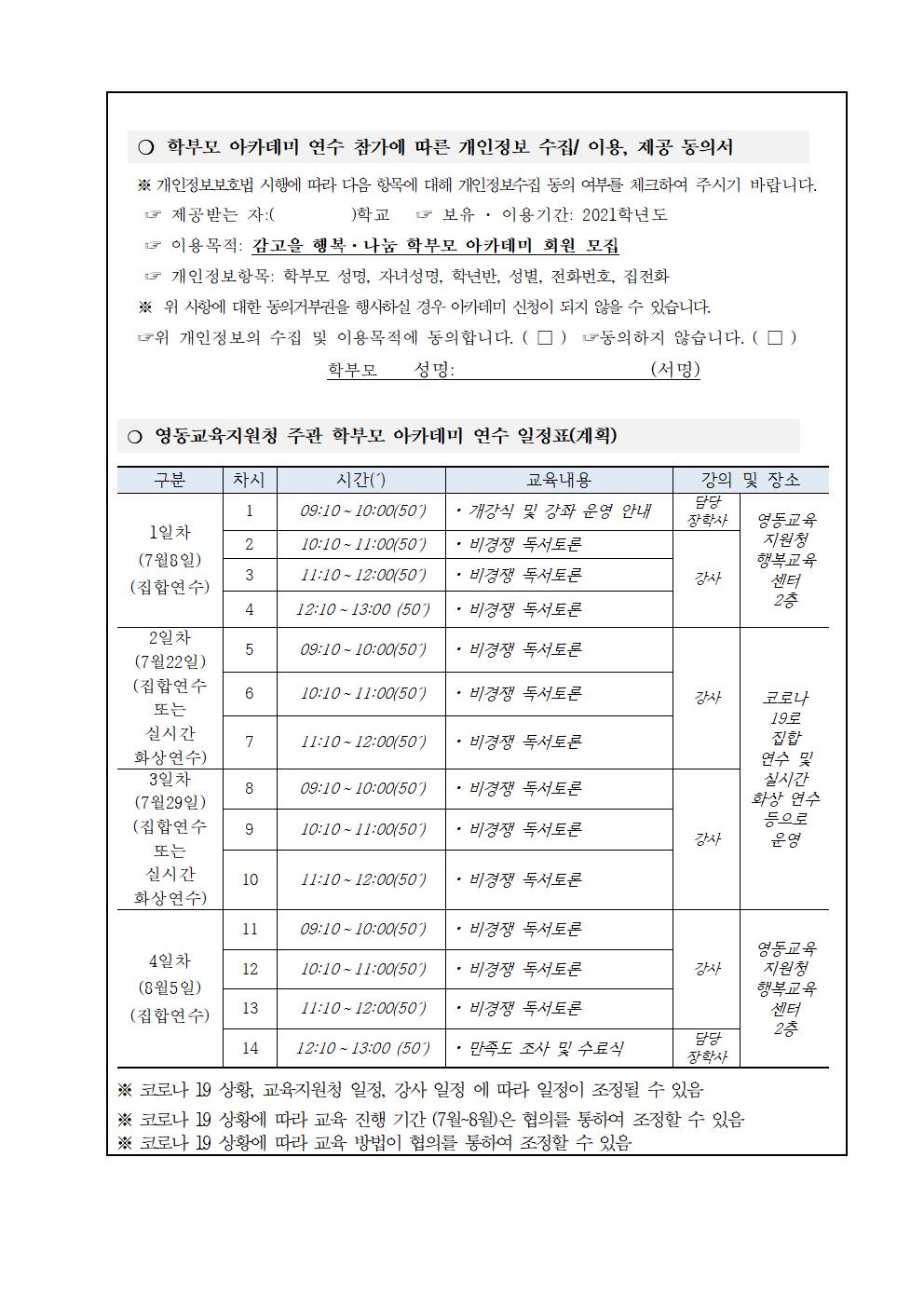 2021 감고을 학부모 아카데미 활동 참여신청 안내장-70호002