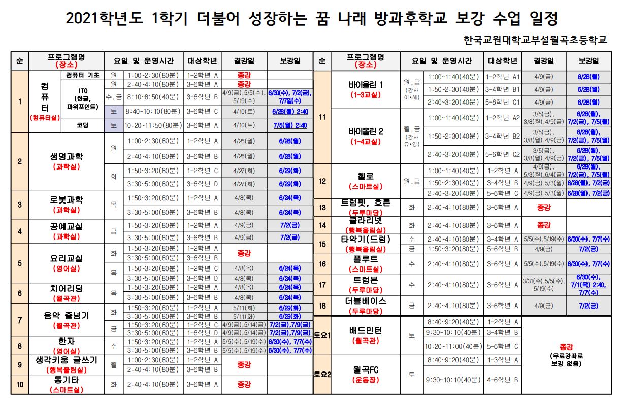 1학기 방과후학교 보강 안내문2