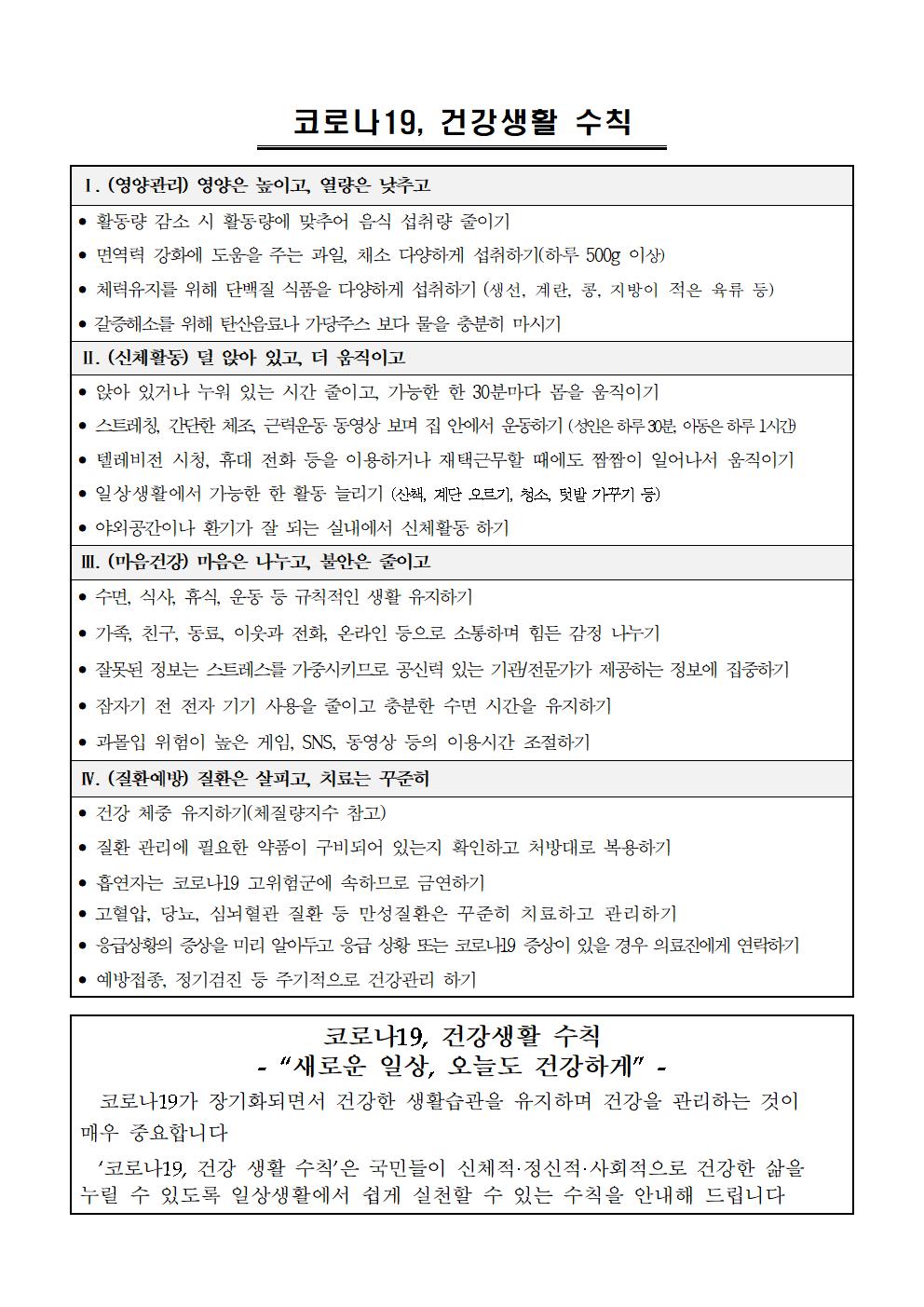 2021. 여름방학 중 코로나19 예방을 위한 건강관리 안내 및 안전수칙002