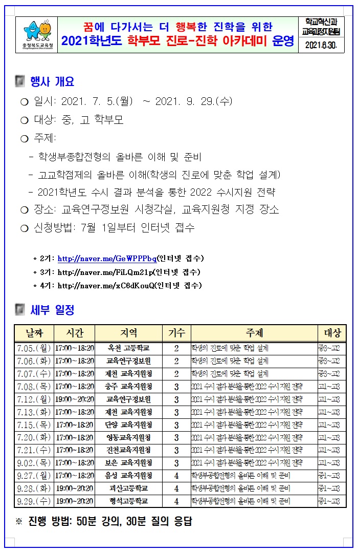 2021.학부모 진로-진학 아카데미 운영