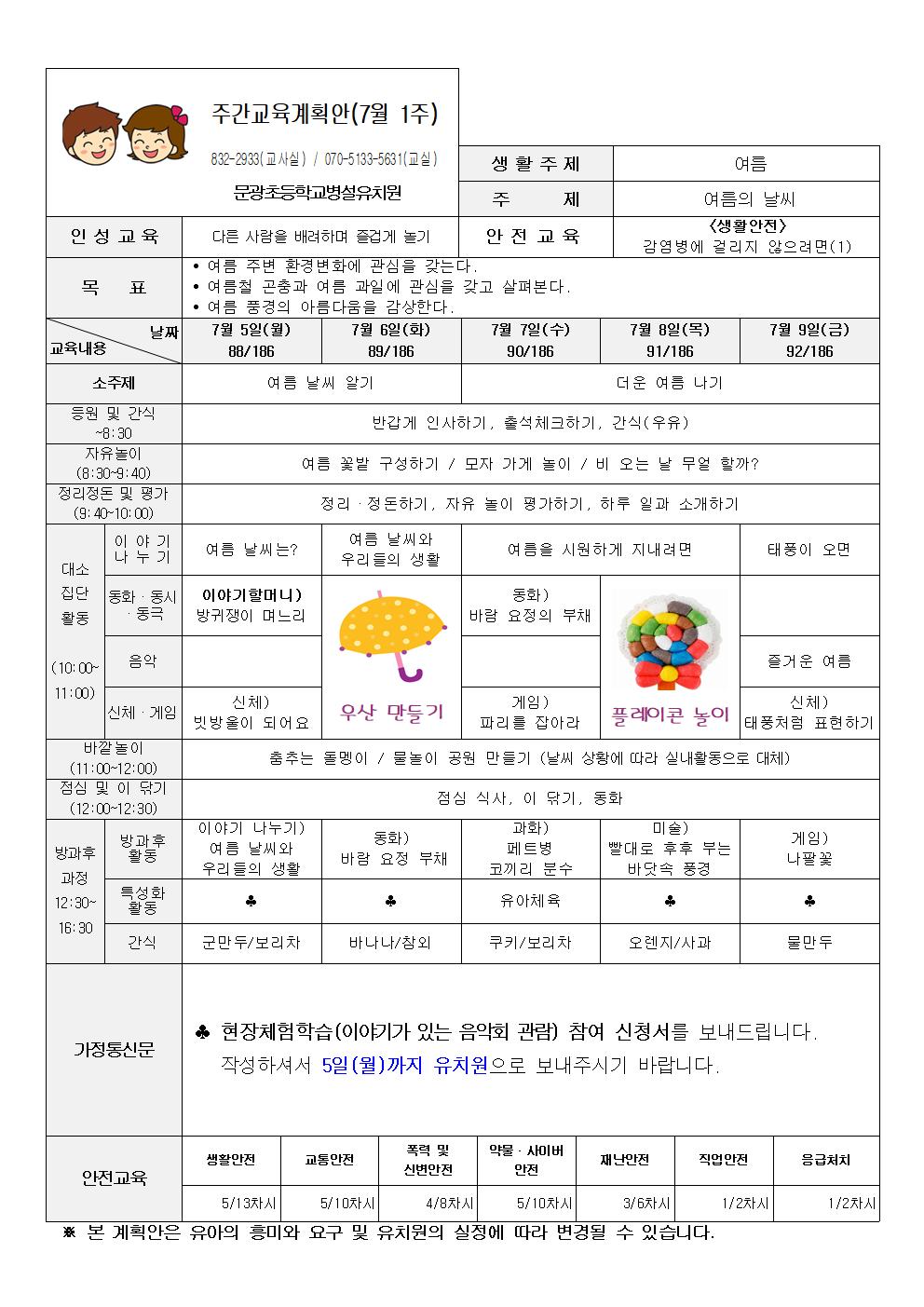 7-1 주간교육계획안001