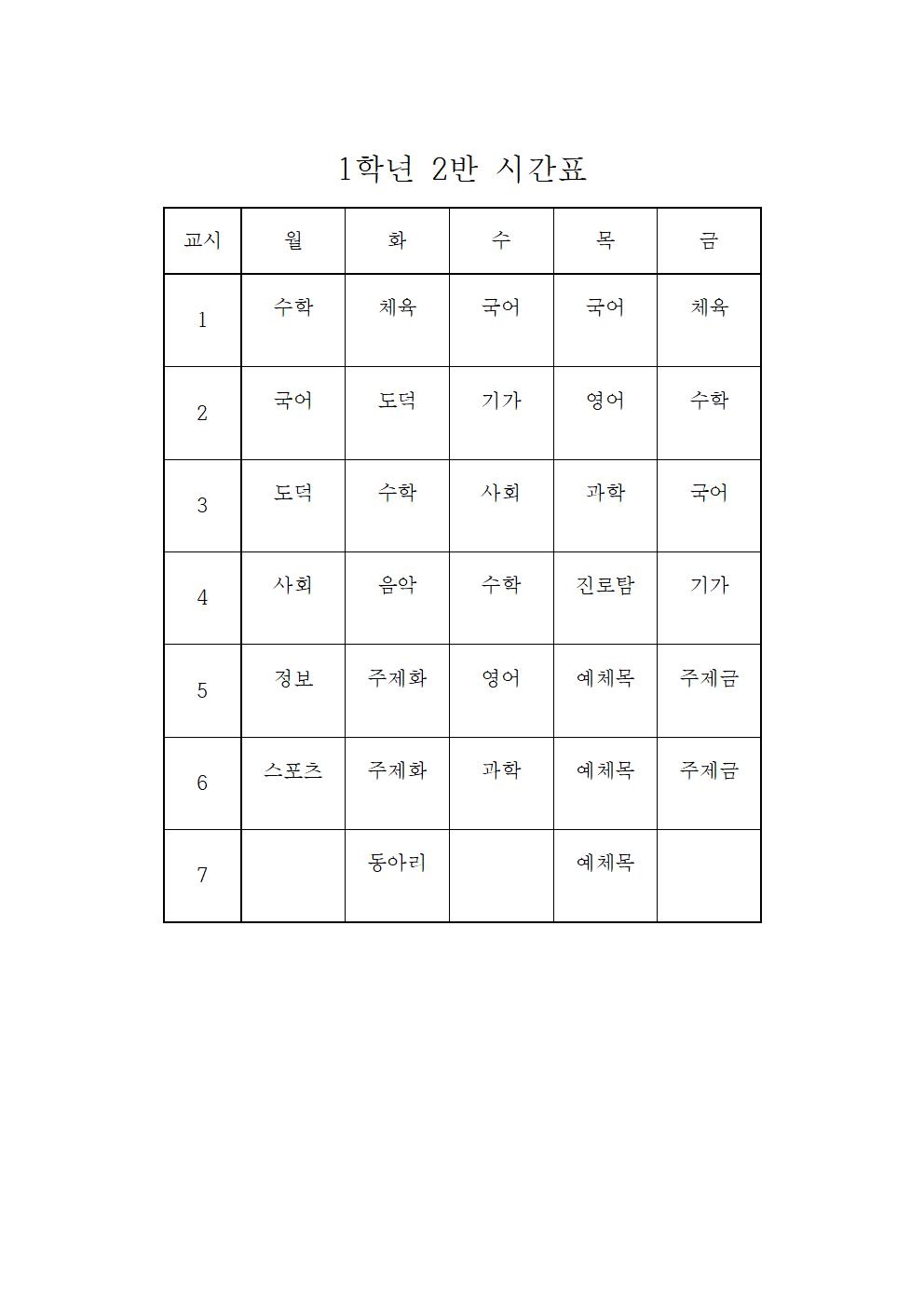 2021. 2학기 학급시간표(임시)(1)002