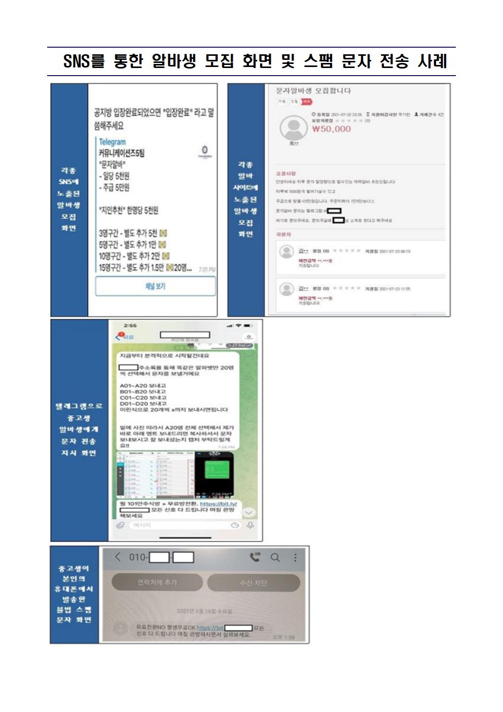 가정통신문-청소년 이용 불법 문자스팸 사례 안내002