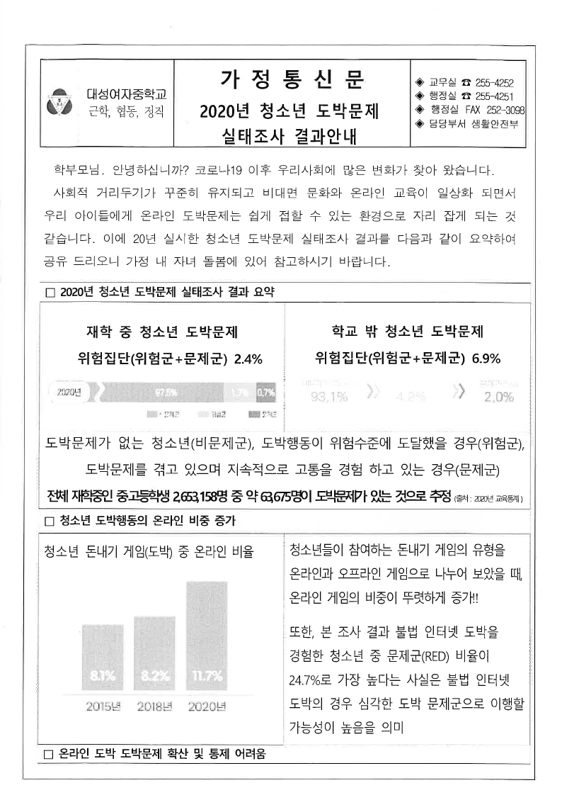 2020년 청소년 도박문제 실태조사 결과안내(가정통신문).pdf_page_1