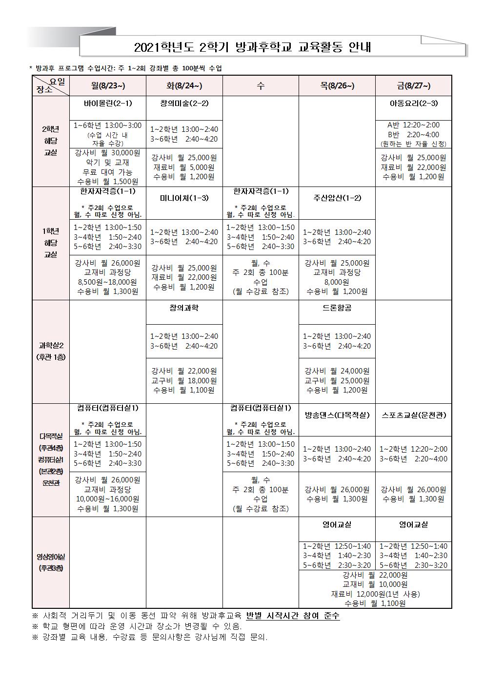 2021. 2학기 방과후학교 교육활동 안내문(개인정보삭제)002