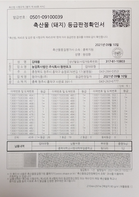 등급판정서