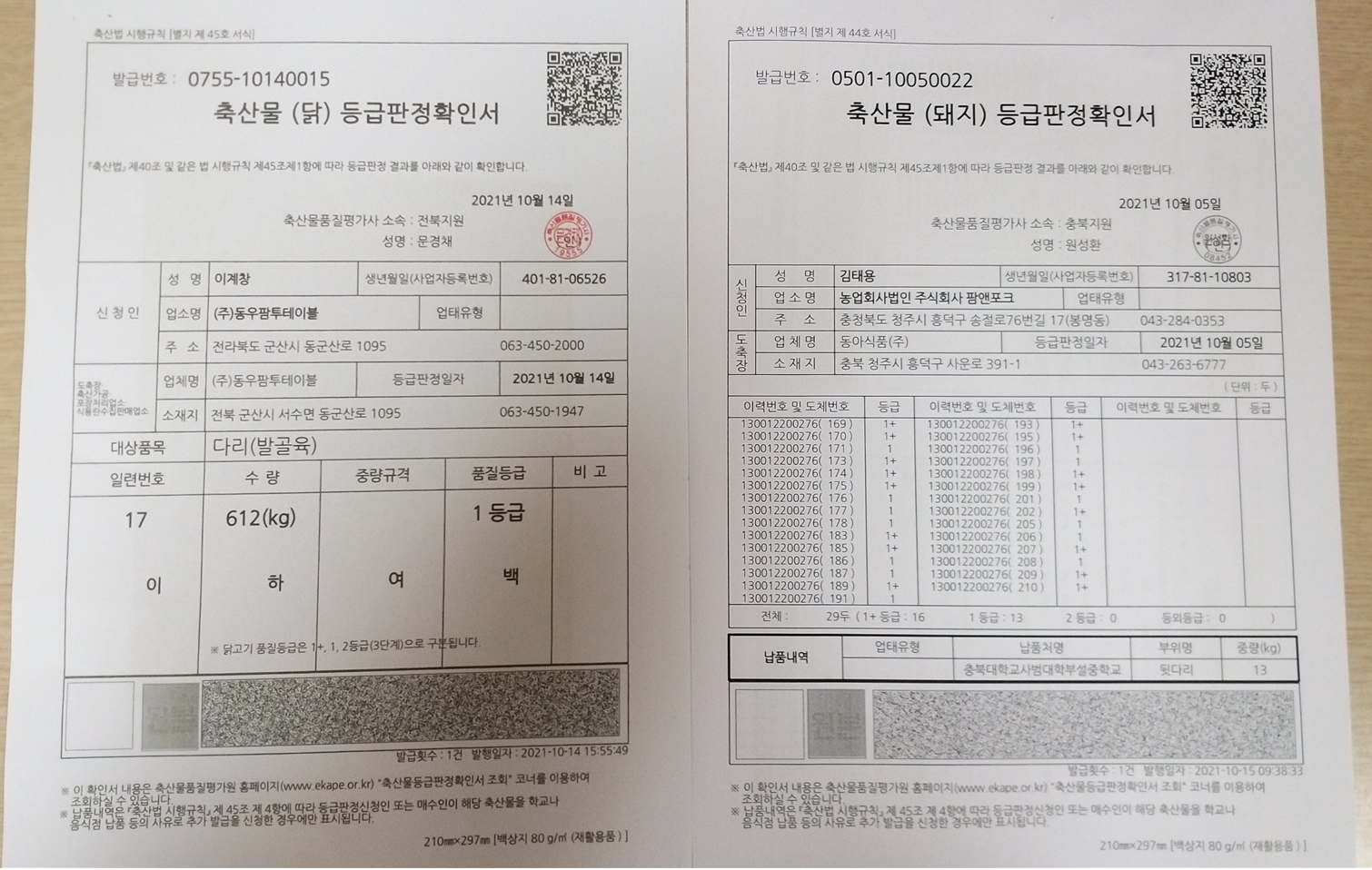 등급판정서