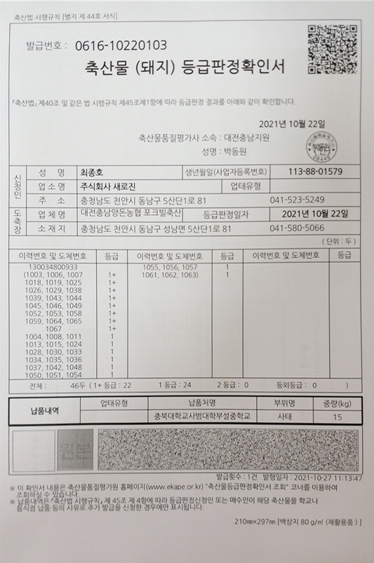 등급판정서