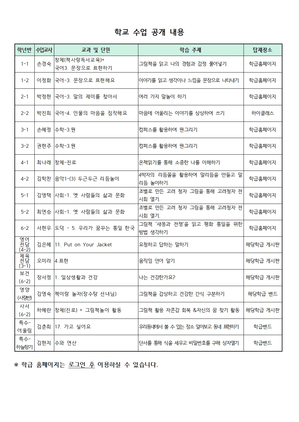 2021. 학교 수업 공개의 날 안내장002