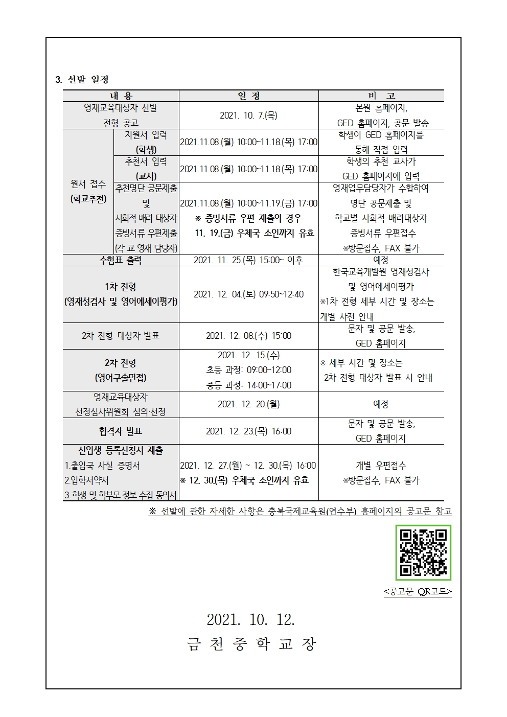 충북국제교육원 부설영재교육원 영어영재과정 선발 안내002