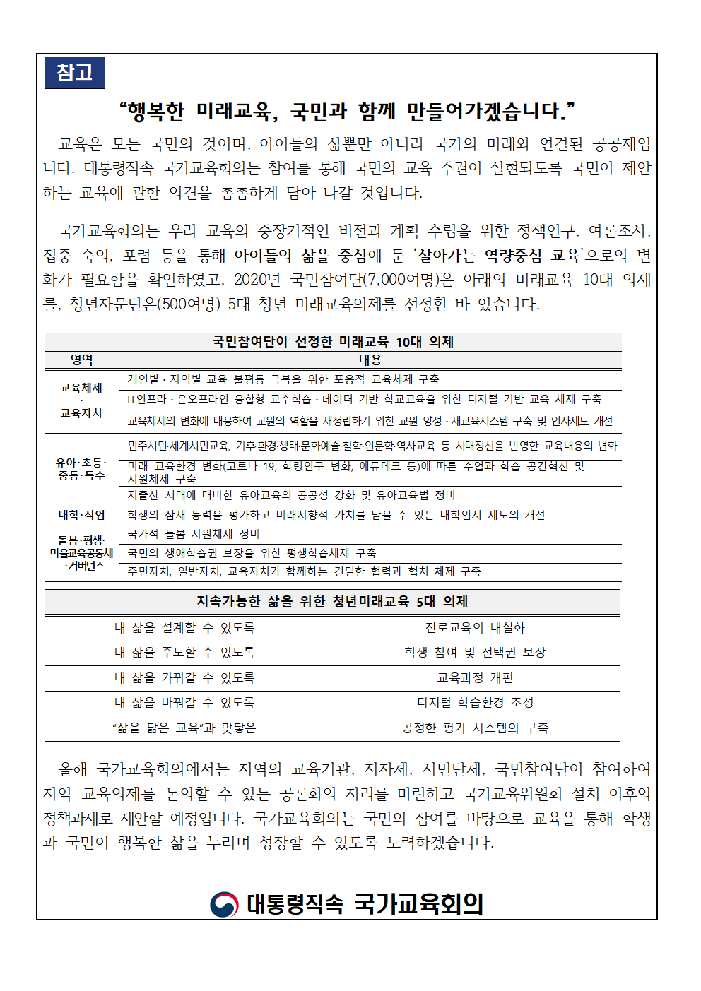 2021. 국민토론회 설문조사 참여 안내 가정통신문002